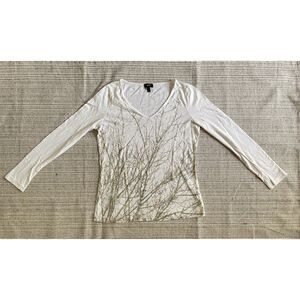 Talbots T-Shirt NWT Women's S Ivory Metallic Tree Branch Sheer Y2K Grunge Fairy